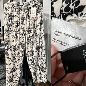 Cider Black and White Floral Pants